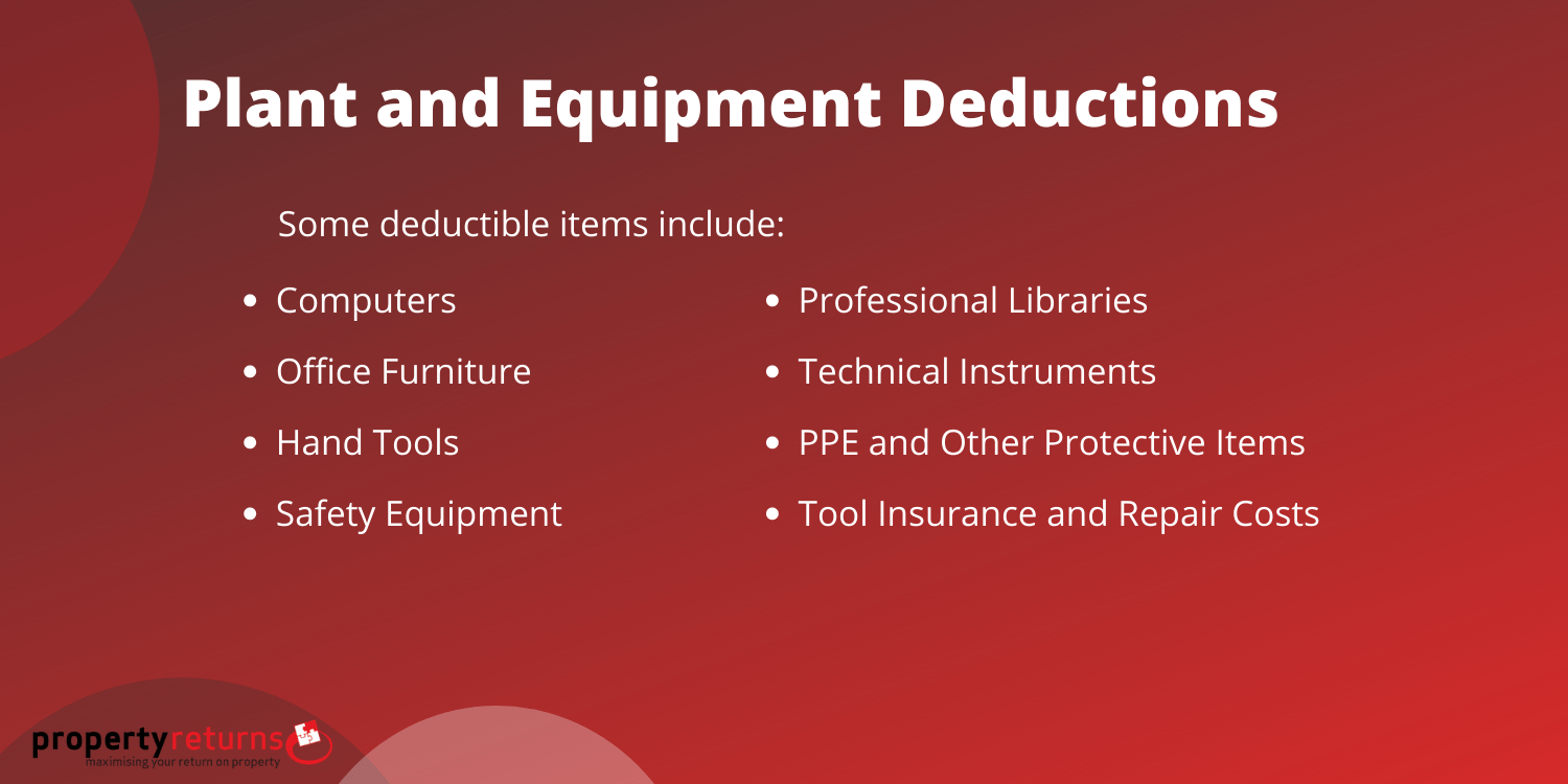 plant & equipment deductions infographic