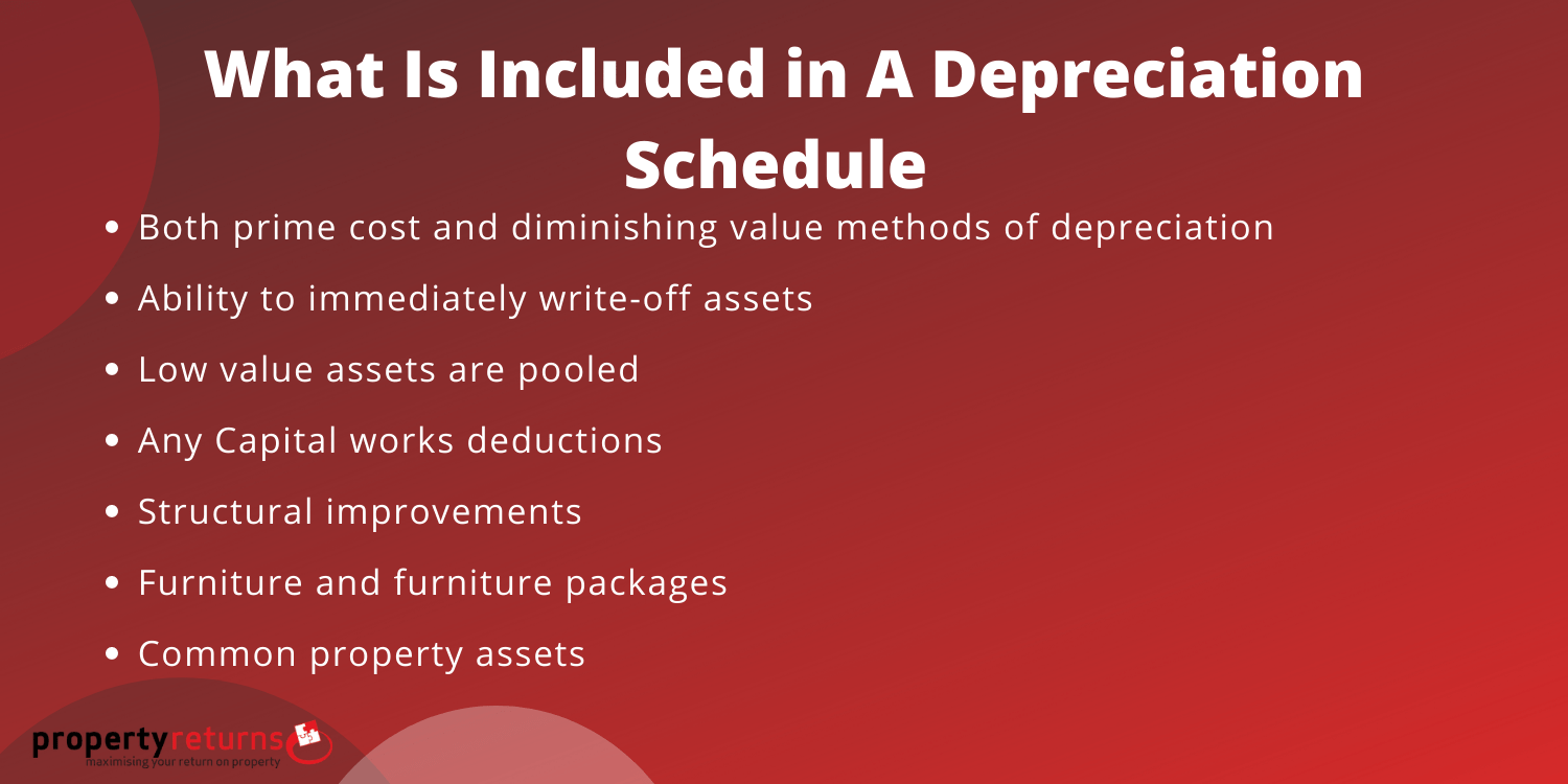 what is included in a depreciation schedule
